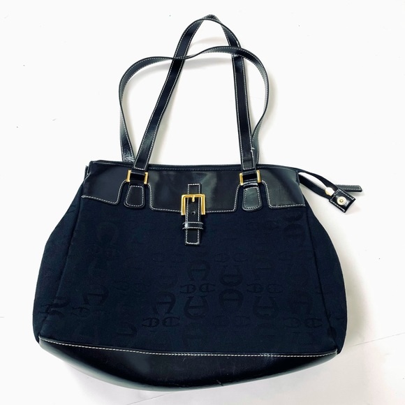 Etienne Aigner Handbags - Etienne Aigner Canvas Leather Trimmed Shoulder Bag